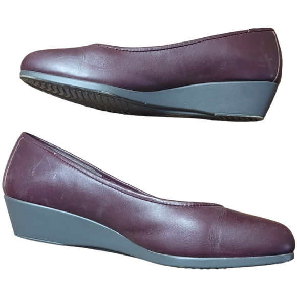 Rockport Shoes - COMFORT BY ROCKPORT Womens Red Brown Leather Almond Toe Comfort Wedges Sz. 9